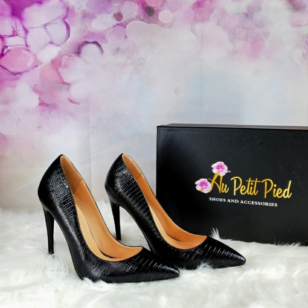 Black alligator heels